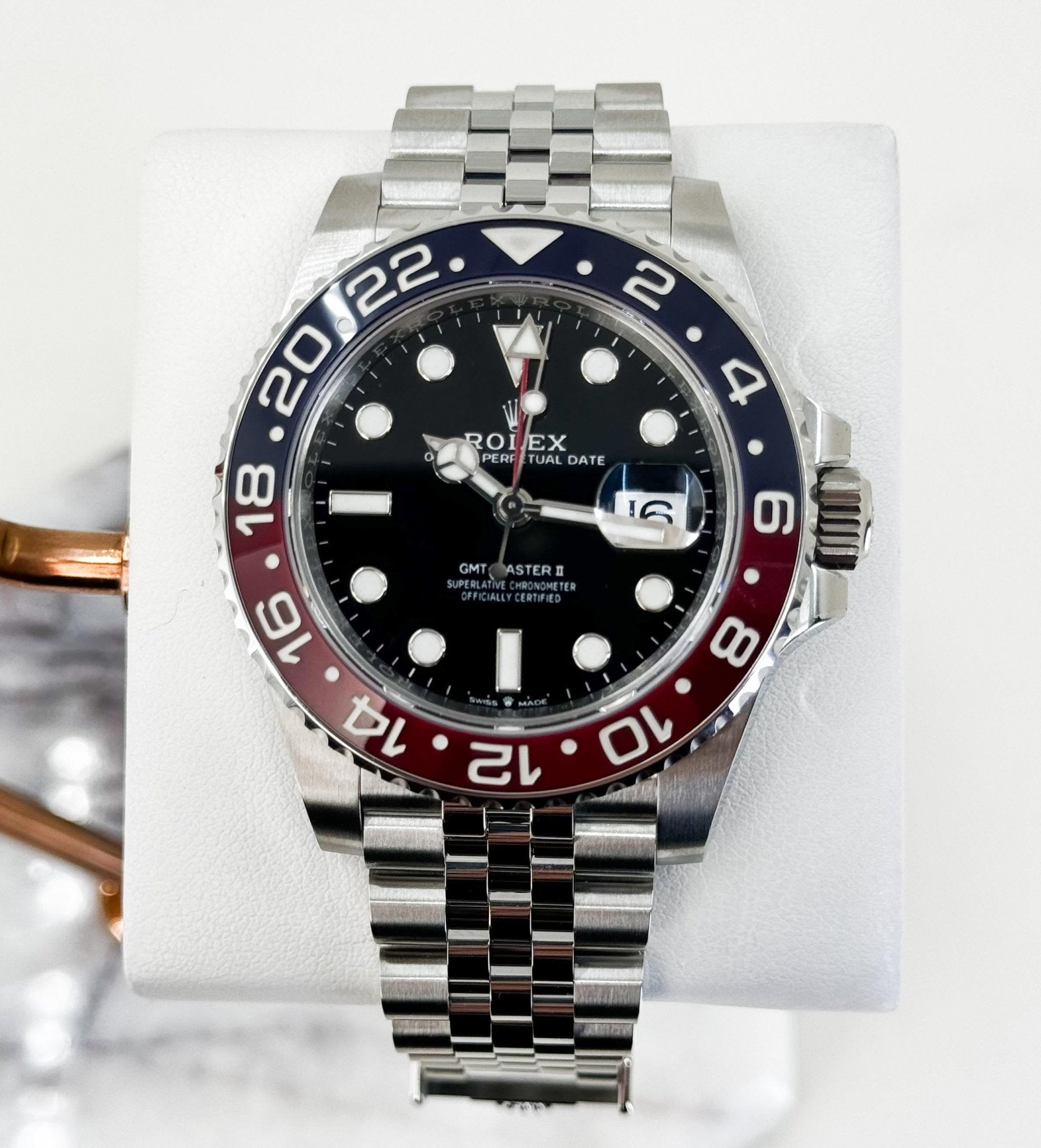 Rolex GMT Master II “Pepsi” Steel Black Dial Red/Blue Ceramic Bezel Jubilee Bracelet 126710BLRO - Luxury Time NYC